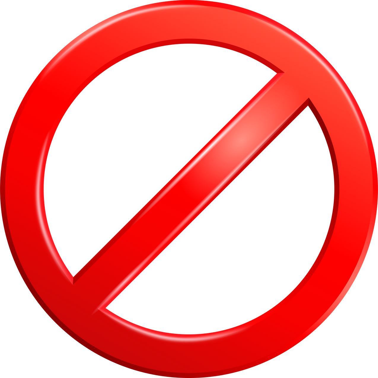 Blank Red prohibition sign stop. Forbidden empty template crosser out prohibit caution circle in icon 3D style